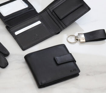 Personalised Men's Leather Wallet Flip Up Rfid Safe, 3 of 12