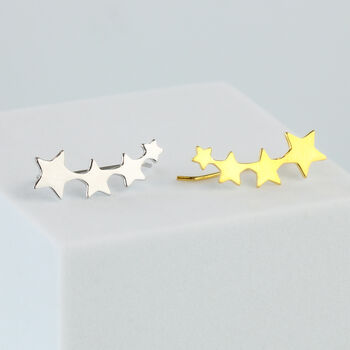 Sterling Silver Star Ear Climber Earrings, 2 of 6