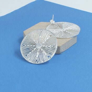 Sterling Silver Azteca Stud Earrings, 2 of 3