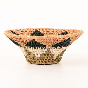 Blush Pink, Green And White Handwoven Statement Bowl, 2 of 8