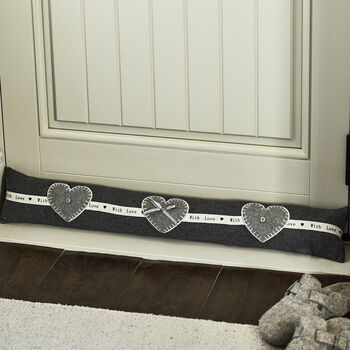 With Love Grey Heart Doorstop And Draught Excluder, 3 of 7