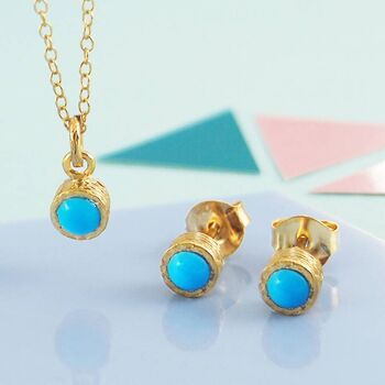 Turquoise Sterling Silver December Birthstone Stud Earrings, 6 of 10