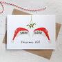 Personalised Christmas Couple Card With Santa Hats, thumbnail 1 of 3