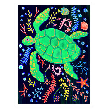 Colourful Sea Turtle Nursery Art Print, 4 of 8