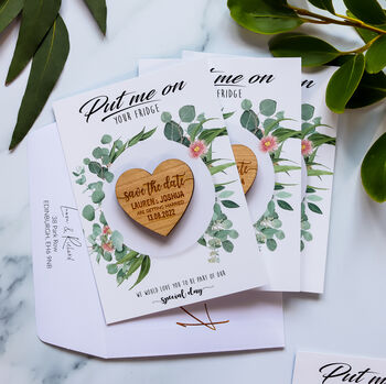 Botanical Save The Date Heart Magnet Cards, 4 of 12