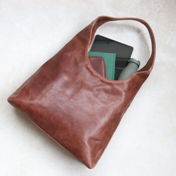 Minimalist Leather Hobo Tote Bag, 6 of 8