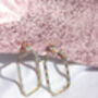 Gem Cut Out Rectangle Dangle Earrings In White, thumbnail 2 of 2
