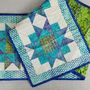 Table Runner With Star Patchwork In Blues And Greens, thumbnail 2 of 10