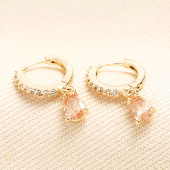 Birthstone Crystal Huggie Hoop Earrings In Gold, 12 of 12