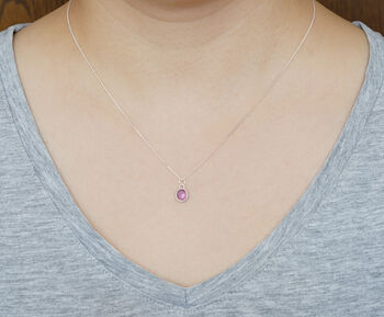 Small Rose Pink Tourmaline Necklace In Sterling Silver, 3 of 3