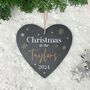Personalised Festive Gold Slate Hanging Heart Decoration 15 X 16cm, thumbnail 1 of 6