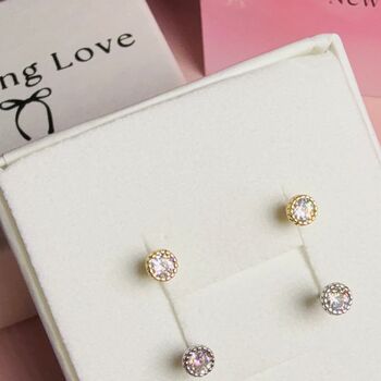 Diamond Cz Earrings Christmas Gift Set Gold And Silver, 2 of 10