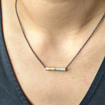 Silver Gold Everyday Textured Pendant Necklace, 3 of 10