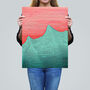 Risograph Waves Abstract Green Red Wall Art Print, thumbnail 2 of 6