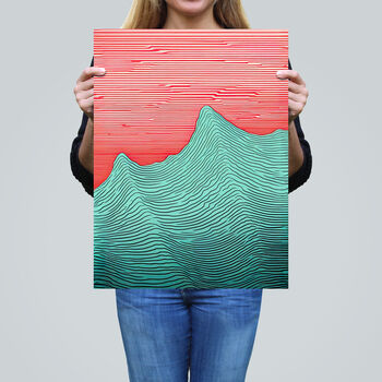 Risograph Waves Abstract Green Red Wall Art Print, 2 of 6