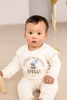'Beary First Birthday' Personalised Embroidered First Birthday Sweatshirt In Six Colours, 3 of 9
