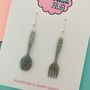 Silver Fork And Spoon Glitter Earrings, thumbnail 2 of 3