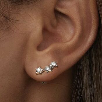 30th Birthday Sterling Silver Three Star Sparkle Stud Earrings, 4 of 6