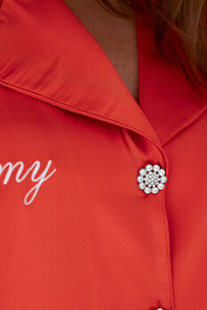 Personalised Women's Luxury Red Christmas Silky Satin Pyjamas, 6 of 10