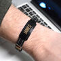 Personalised Black Bracelet With Faux Leather Strap, thumbnail 1 of 3