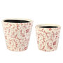Set Of Two Red Floral Plant Pots, thumbnail 4 of 6