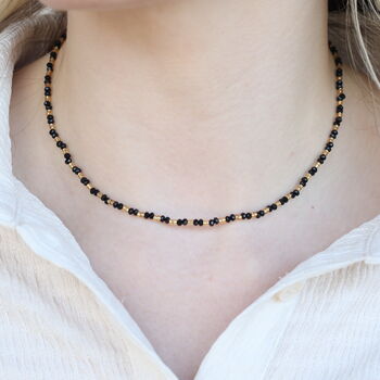 Handmade Black Gold Crystal Beaded Indian Mangalsutra Necklace, 2 of 7