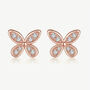 Rose Gold Or Silver Butterfly Stud Earrings With Stones, thumbnail 6 of 6
