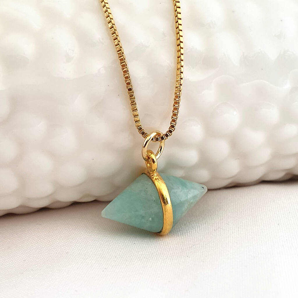 amazonite gemstone gold pendant necklace by misskukie