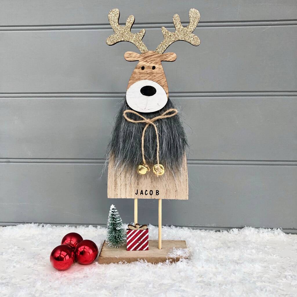Personalised Reindeer Wooden Decoration, 1 of 3