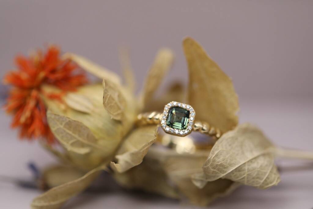 Forest Green Tourmaline Engagement Ring, 1 of 4