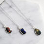 Natural Black Opal Silver October Birthstone Necklace, thumbnail 1 of 7