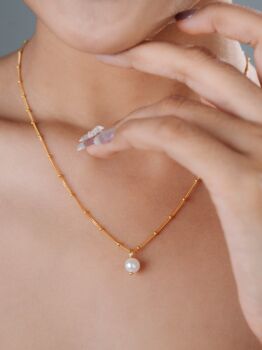 Bridal Natural Pearl Grade A Satellite Chain Gold Vermeil, Rhodium Necklace, 12 of 12