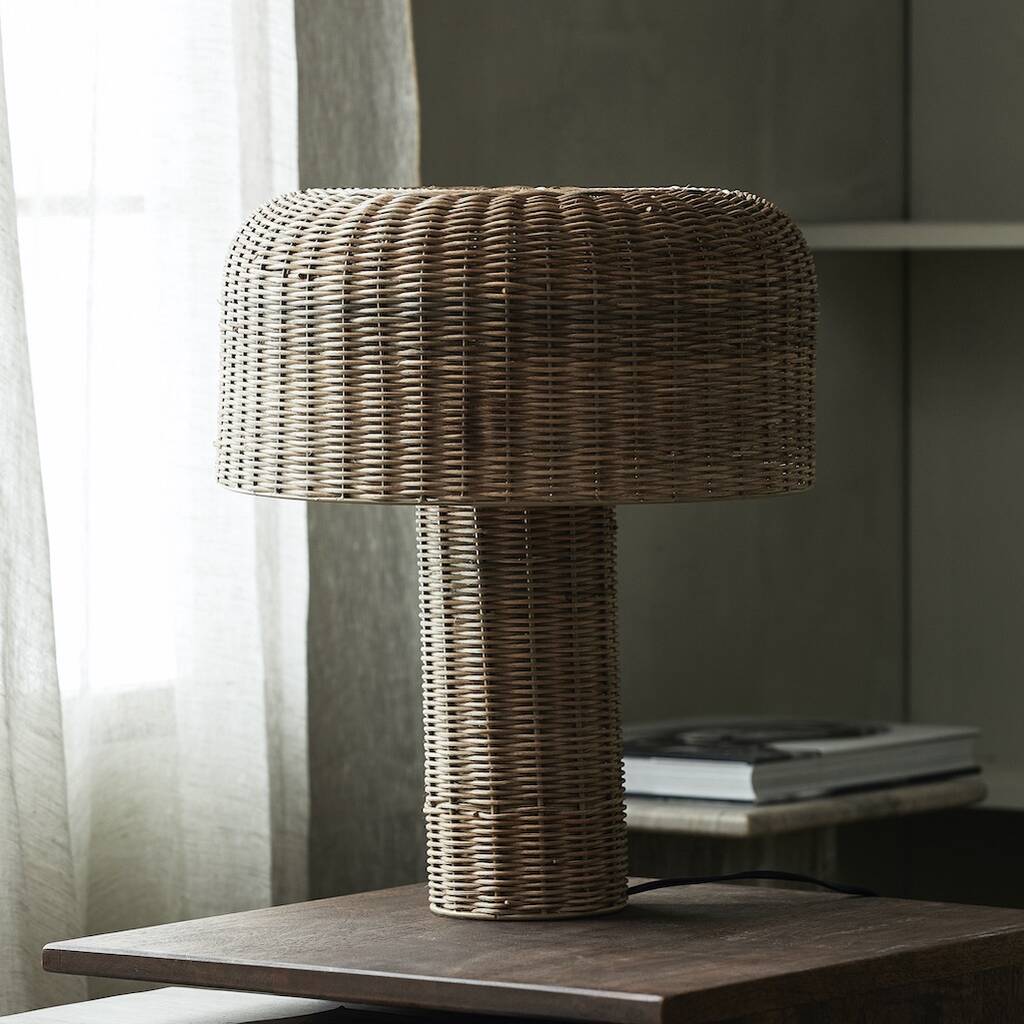 Woven Cane Domed Lamp