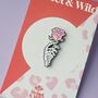 Gothic Skeleton Rose Enamel Pin Badge, thumbnail 1 of 3
