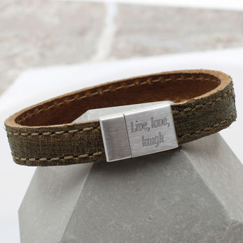 Mens Personalised Textured Leather Bracelet, 3 of 6