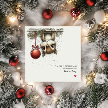 Personalised Christmas Card Cute Squirrel Bauble Design, 2 of 4