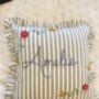 Hand Embroidered Personalised Cushion Lilac, thumbnail 7 of 8