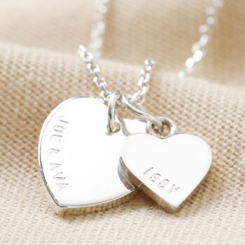 Personalised Sterling Silver Double Heart Necklace, 4 of 11