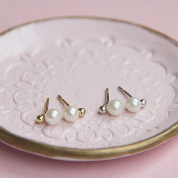 Pearl Lunar Stud Earrings, 9 of 9