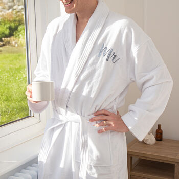 Personalised Luxury Velour Bathrobe – Plush Outer, Absorbent Terry Cotton Inner, 2 of 7