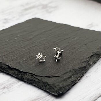 Sterling Silver Linked Stars Stud Earrings, 2 of 7