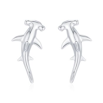 Sterling Silver Hammerhead Shark Stud Earrings, 7 of 12