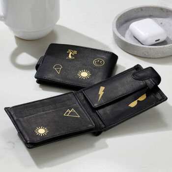 Personalised Emoji Black Leather Wallet, 2 of 4