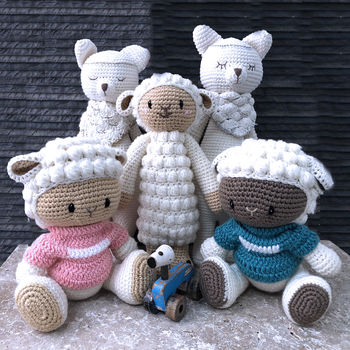 Hand Knitted Baby Lamb Teddy Personalised, 4 of 7