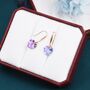 Alexandrite Cz Heart Drop Dangle Earrings In Sterling Silver, thumbnail 3 of 12
