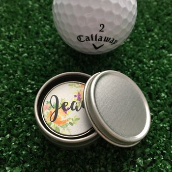 Personalised Orange Flower Golf Ball Marker, 3 of 4