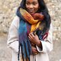 Burgundy, Navy And Mustard Winter Scarf, thumbnail 4 of 12