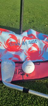 Personalised Crab At Golf, Golf Towel, 5 of 5