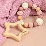 Personalised Pink Baby Teether With Engraved Wooden Star, thumbnail 1 of 2