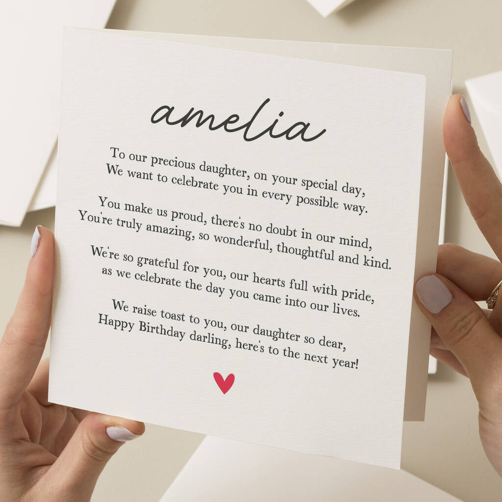 Personalised Daughter Poem Birthday Card By Paper Scene